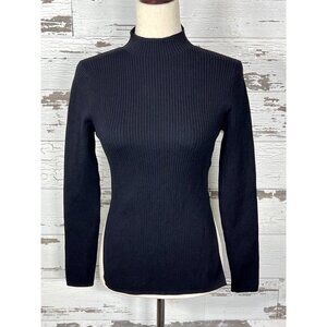 ARITZIA BABATON Ambrosia Sculpt Mock Neck Knit Tie Back Sweater Black Sz M NWOT